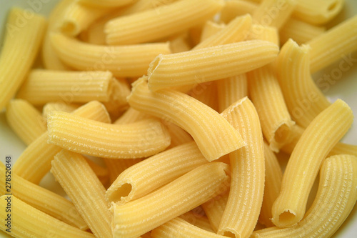 Italian fresh pasta Rigatoni.