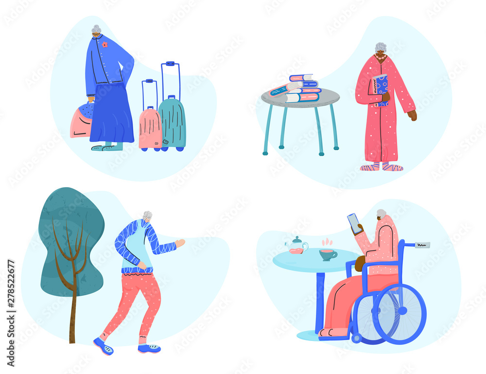 Group of old people isolated. Vector illustration. Group of old people isolated. Vector illustration.