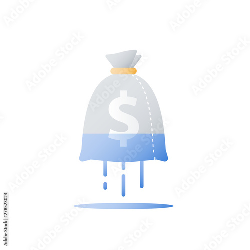 Money loss, sunken cost concept, lack of finance, stock market fall, investment hedge fund, wealth devaluation, income decrease