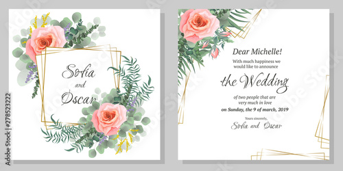 set of floral cards with flowers