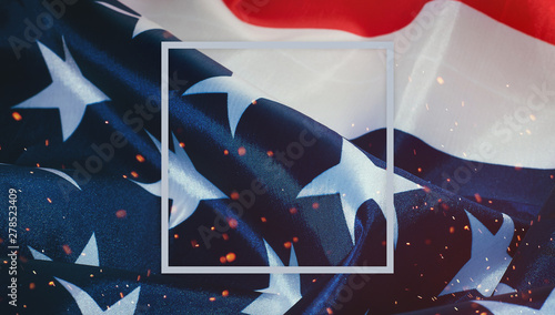 The flag of the United States of America in close up frame, American flag banner