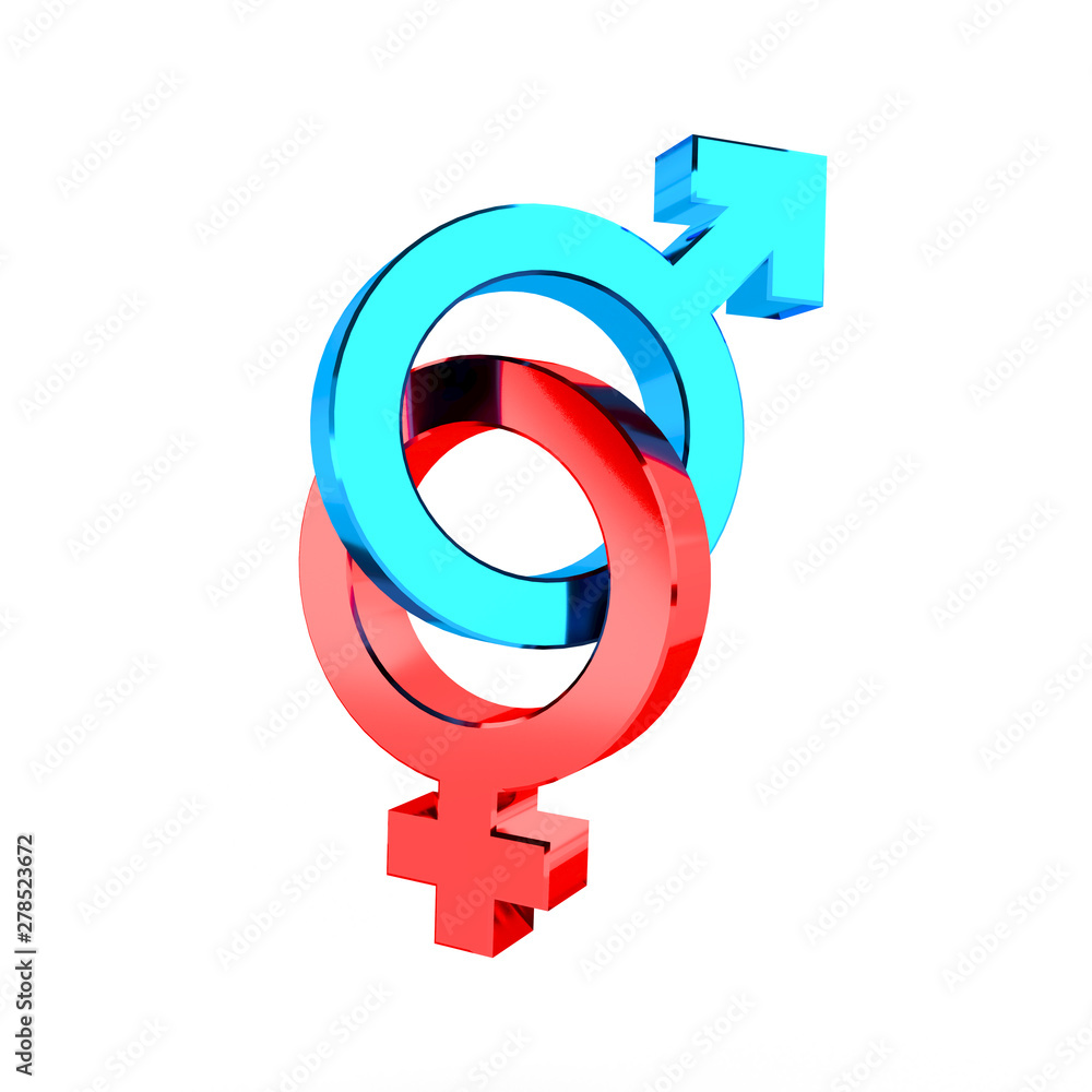Gender man and woman signs. Mars and Venus symbol isolated 3D illustration Gender man and woman signs. Mars and Venus symbol isolated 3D illustration