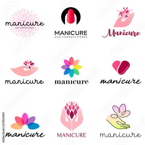 Set of vector logo templates for manicure and nail salon