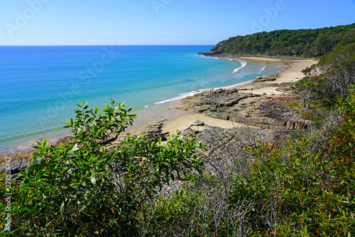 View of the coast in Noosa National Park Headland section in Noosa, Sunshine Coast, Queensland, Australia.