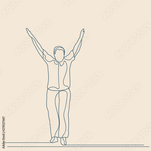 vector, isolated, sketch with lines, guy, man rejoices