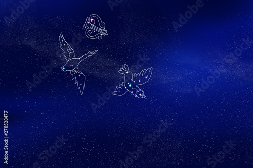 夏の大三角系　Summer Triangle – Starry Night Sky Featuring Cygnus, Lyra, and Aquila