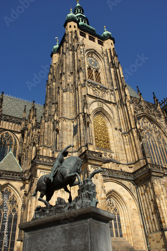 Prague (Czech Republic). Sculpture of Saint George next to the Prague Cathedral (Chrám svatého Víta or Katedrála Svatého Víta)