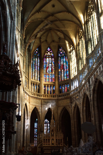 Prague (Czech Republic). Interior of the Gothic cathedral of Prague (Chrám svatého Víta or Katedrála Svatého Víta)