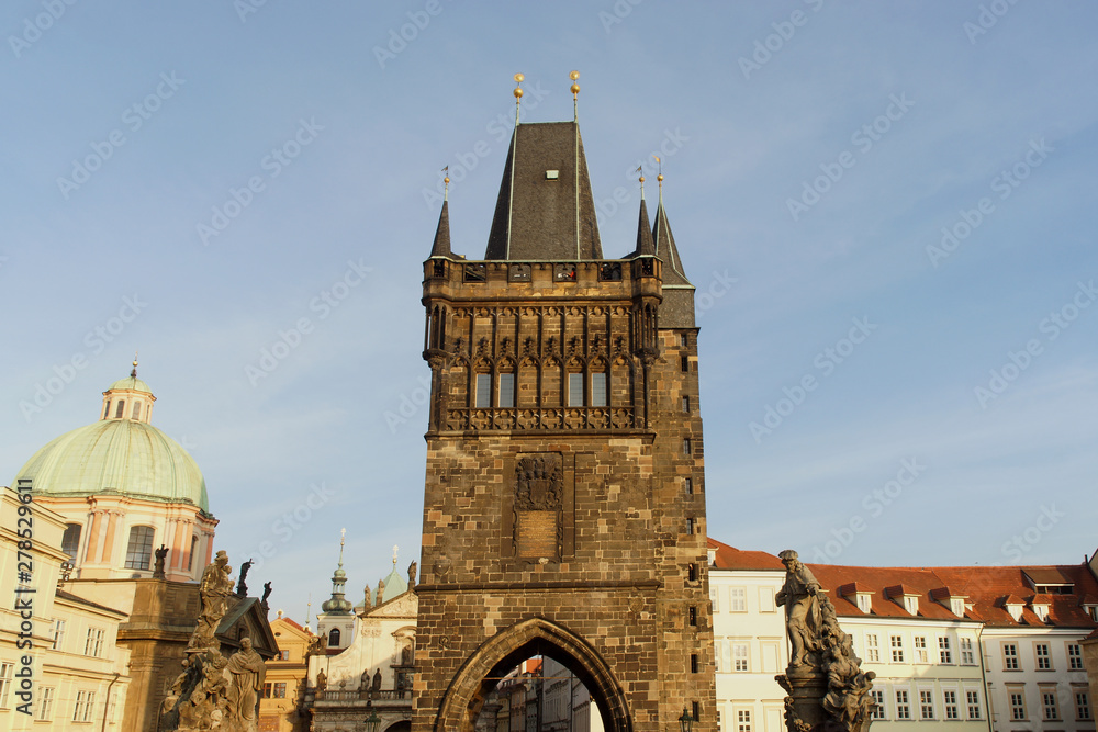 Prague (Czech Republic). Defensive tower of the Old Town on the Charles Bridge in Prague
