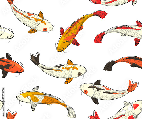 seamless pattern with koi carps