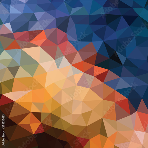 Polygonal abstract background - vector pattern in orange, brown, beige, blue colors. Geometric backdrop. Web site wallpaper. 