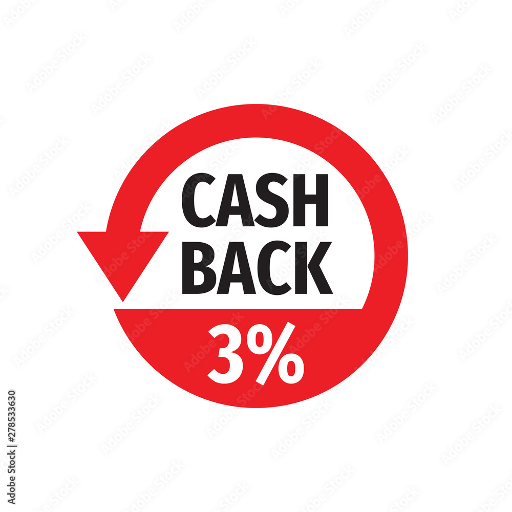 Cash back 3% money refound - concept badge vector illustration on white background. Emblem label sticker. Graphic design element. Cash back 3% money refound - concept badge vector illustration on white background. Emblem label sticker. Graphic design element.