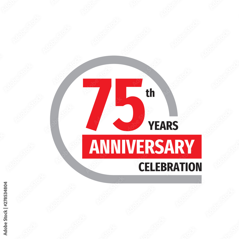 75th anniversary celebration badge logo design. Seventy five years banner poster. 75th anniversary celebration badge logo design. Seventy five years banner poster.