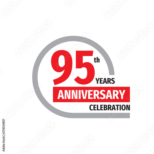 95th anniversary celebration badge logo design. Ninety five years banner poster.