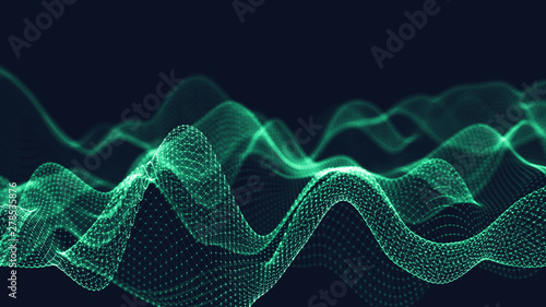 3d abstract digital technology background. Futuristic sci-fi user interface concept with gradient dots and lines. Big data, artificial intelligence, music hud. Blockchain and cryptocurrency © Nabugu