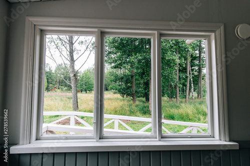 window view garden background. finland classic landscape