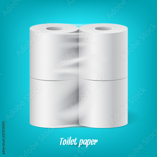 Realistic packaged toilet paper rolls isolated vector