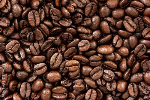 Macro photo of roasted coffee beans background