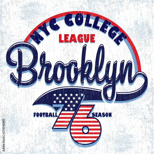 NYC College League Brooklyn 76 vector graphic design.