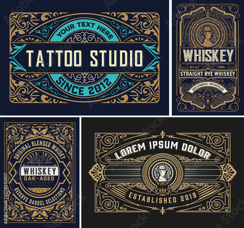 Set of 4 vintage labels for packing