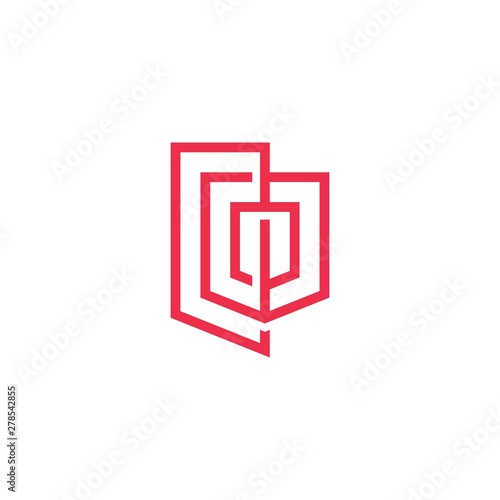 geometric shield logo vector icon illustration line outline monoline