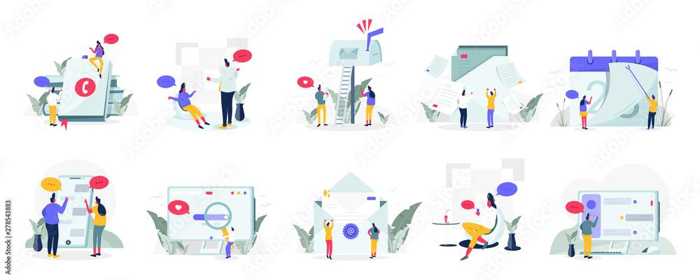 Communication and Media Illustration Concept. Modern flat design concept of web page design for website and mobile website.Vector illustration EPS 10 Communication and Media Illustration Concept. Modern flat design concept of web page design for website and mobile website.Vector illustration EPS 10