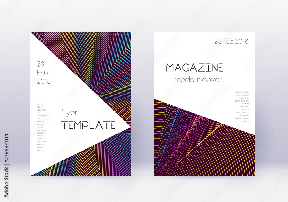 Fototapeta premium Triangle cover design template set. Rainbow abstra