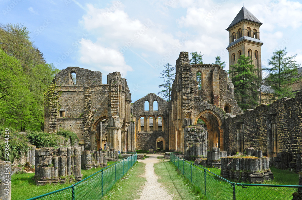 Fototapeta premium Orval, le rovine dell'antica Abbazia trappista - Belgio