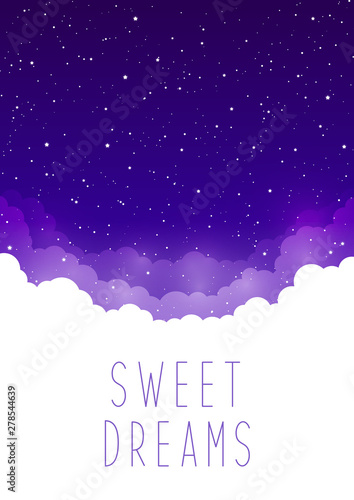 Night starry sky with clouds for Your design
