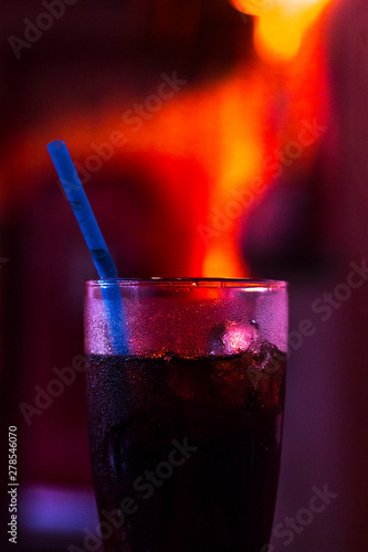 Glass of coke in a bar