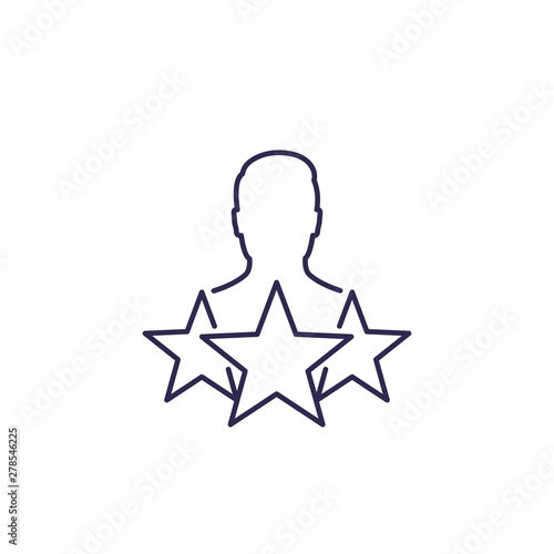 employee, personnel review icon on white, line