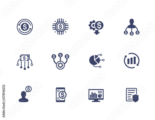 finance management and financial planning icons set on white