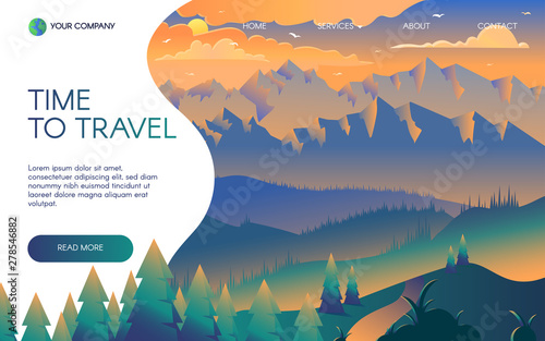 Travel agency flat vector landing page template
