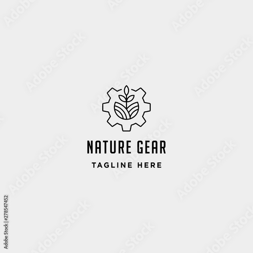 nature gear logo vector farm industry line icon symbol sign isolated