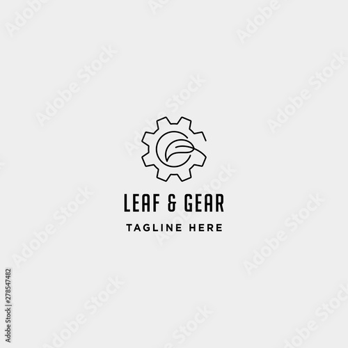 nature gear logo vector farm industry line icon symbol sign isolated