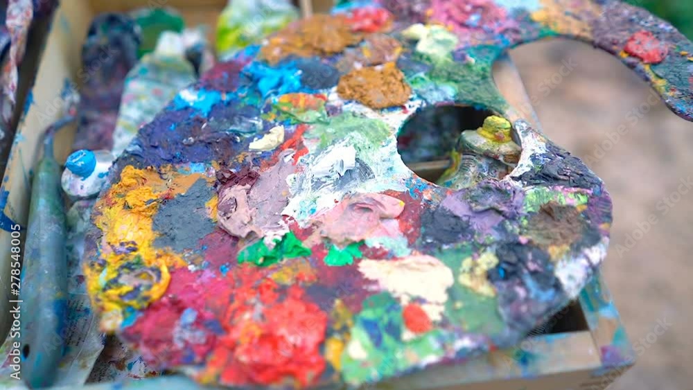 custom made wallpaper toronto digitalClose up footage of pallette with color paints.