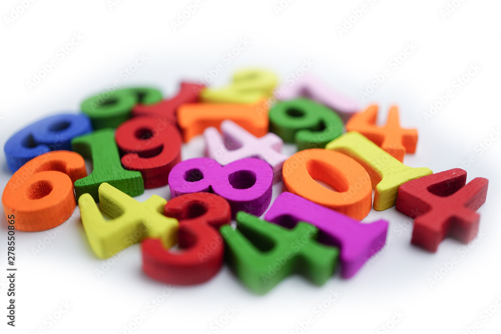 Math Number colorful on white background : Education study mathematics learning teach concept. Math Number colorful on white background : Education study mathematics learning teach concept.