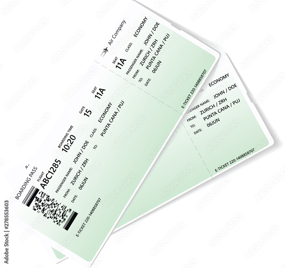 Pattern of green airline boarding pass ticket. Concept of travel ...