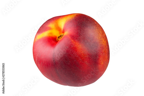 Ripe peach is isolated on a white background with the pen tool. The whole depth of field.