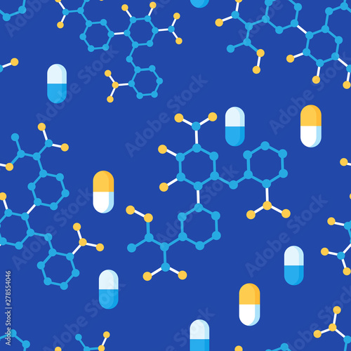Drugs and Molecular Structure Seamless Pattern