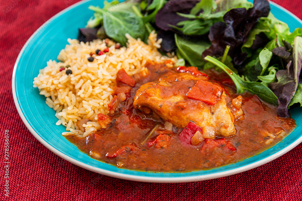 Basque Braised Chicken With Peppers and rice Basque Braised Chicken With Peppers and rice