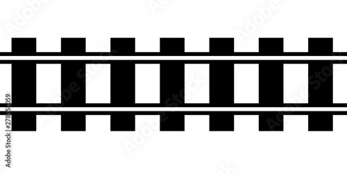 Black and white colored real like railway tracks illustration isolated on white.