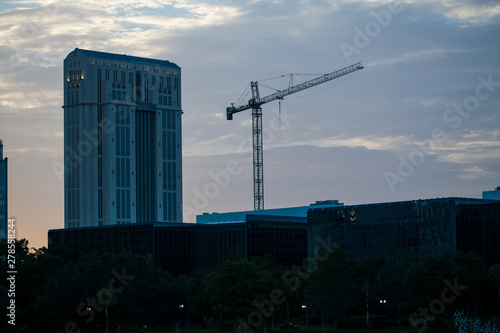 Wallpaper Mural construction of building, Orlando Fl. skyline at sunset. Torontodigital.ca