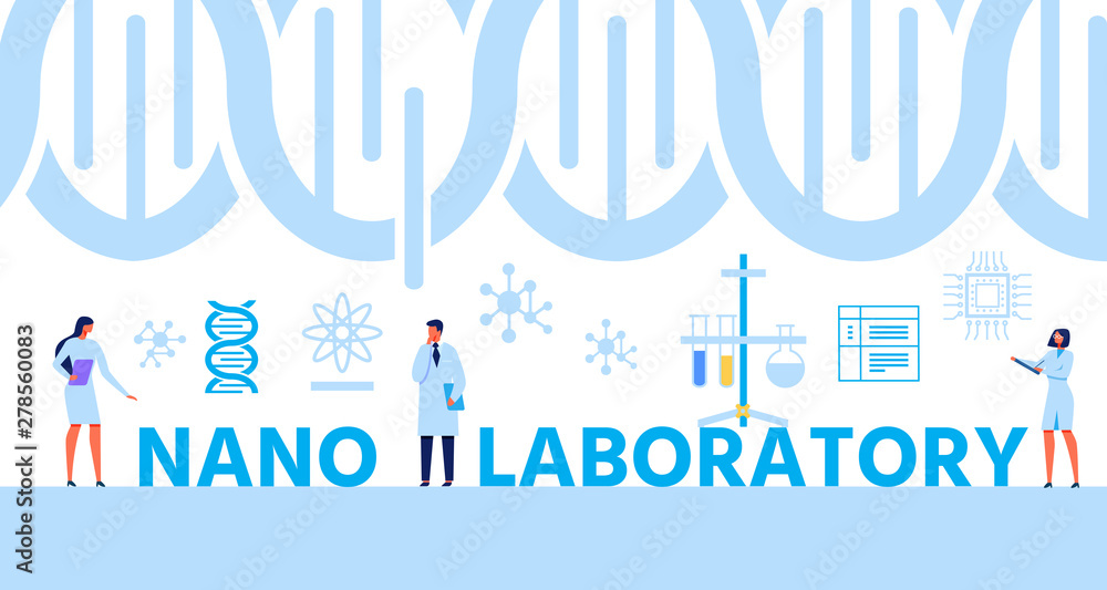 Nano Lab Text Banner with Helix DNA and Experts Nano Lab Text Banner with Helix DNA and Experts