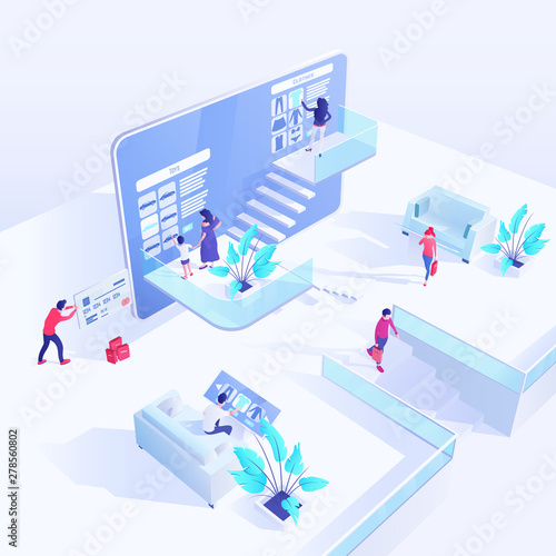 Shopping isometric vector illustration