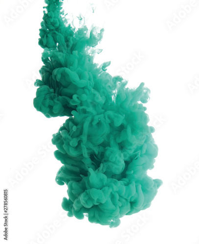 Color ink drop flowing in water isolated on white background