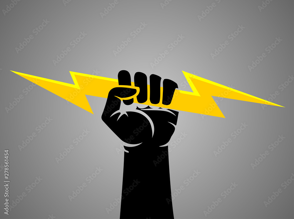 Hand Gripping Lightning Bolt Stock Vector | Adobe Stock