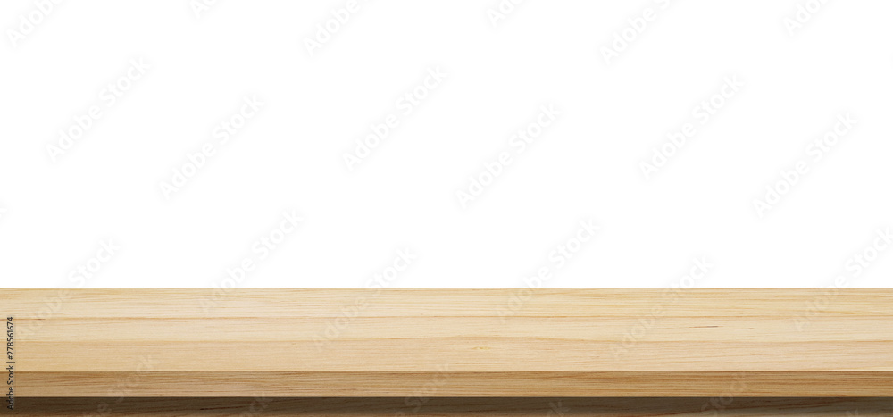 Empty wooden table top, desk isolated on white background, Wood table  surface for product display background, Empty wooden counter, shelf  isolated on white for food display banner, backdrop Stock Photo | Adobe