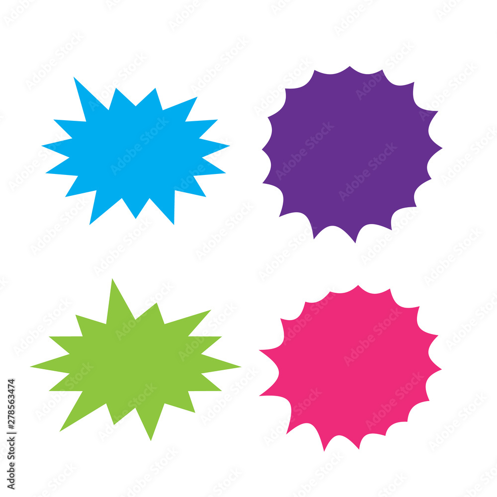 Starburst speech bubbles set. Bursting icon. Starburst isolated icons set Starburst speech bubbles set. Bursting icon. Starburst isolated icons set