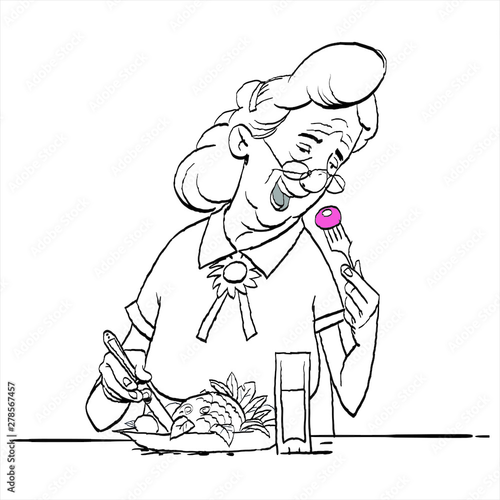 Senior ladie to eat. Funny granny eats with appetite Senior ladie to eat. Funny granny eats with appetite